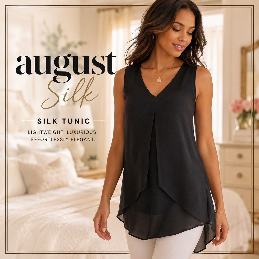 August Silk Womens Black Sleeveless V-Neck Sheer High Low Layered Tunic Top